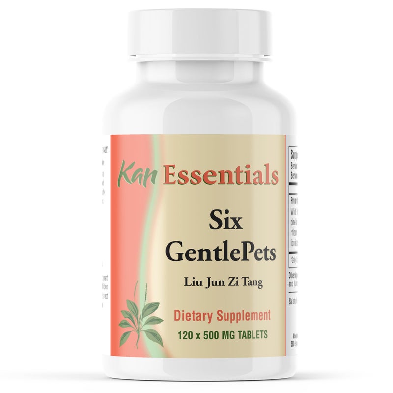 Kan Herbs Company Six GentlePets Traditional Chinese Herbal Blend for Dogs and Cats to Support Energy Digestion Appetite and Respiratory Comfort Herbal Supplement for Pets 120 Tablets